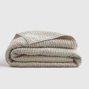 NWOT QUINCE European Linen Cotton Stitch Quilt King/Cal King Natural 4310